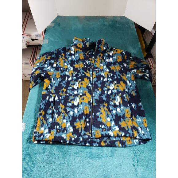The North Face Jacket Size Medium Mens Blue Fleece Yellow Abstract Pattern - Picture 1 of 8